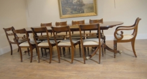 10 Ft Regency Pedestal Dining Table & Set 8 stoler
