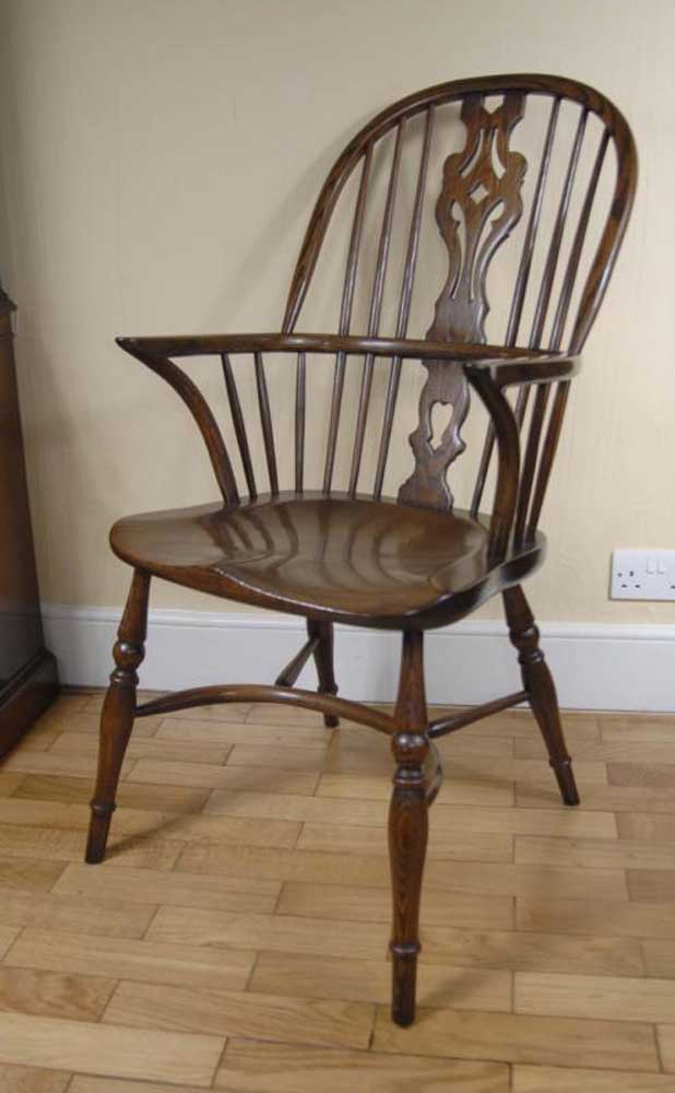 Pair Windsor Chairs Farmhouse Oak Kitchen Chair