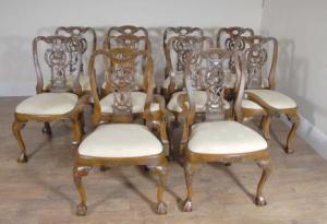 10 Walnut engelsk George Ii Spisestuestoler Chair Set Carver