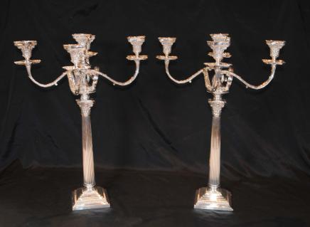 Regency Silver Plate Candelabras Doric Column Candles