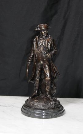 French Bronze Male Figurine Signed Boucher Soldier Military