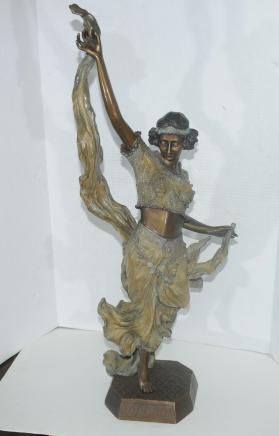 Art Nouveau Bronze Egyptian Dancer Statue by Gori