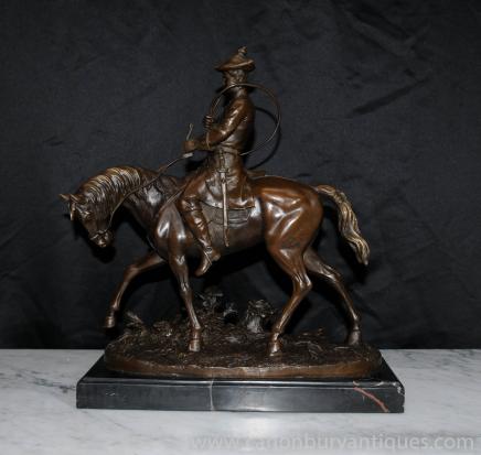 French Bronze PJ Mene Hunter Horseback Statue Figurine Signed