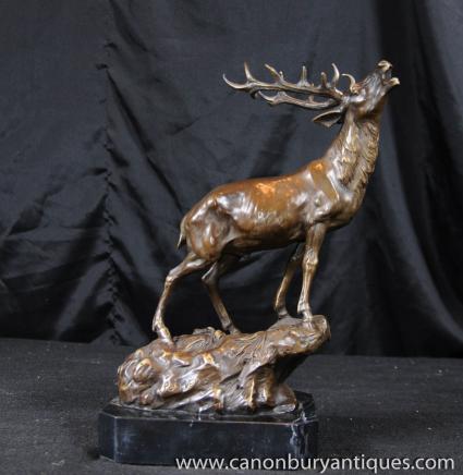 French Bronze Stag by PJ Mene Sculpture Animals MooseFrench Bronze Stag by PJ Mene Sculpture Animals Moose