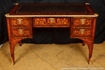 Louis XV Knee Hole Desk Writing Table Bureau Inlay French Furniture 