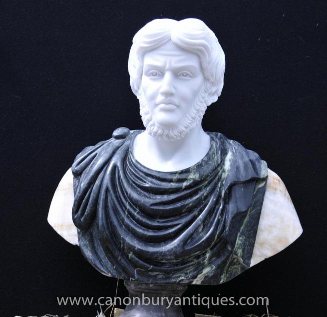 Hand Carved Italian Marble Bust Roman Emperor Titus Atoninus Pius