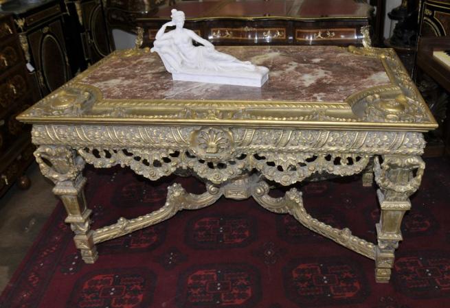 George II Gilt Console Table Hand Carved Base Marble Top Tables