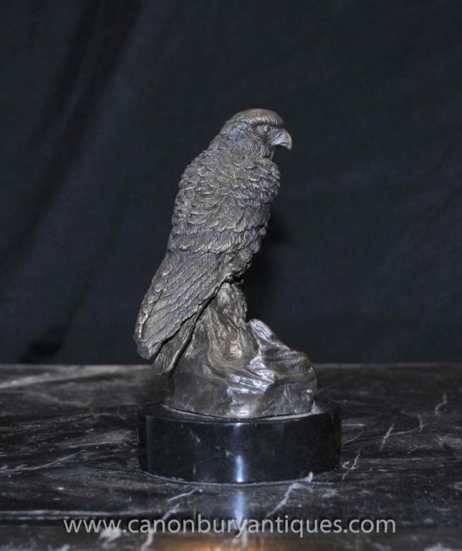 English Bronze Kestrel Hawk Staue Bird of Prey Casting