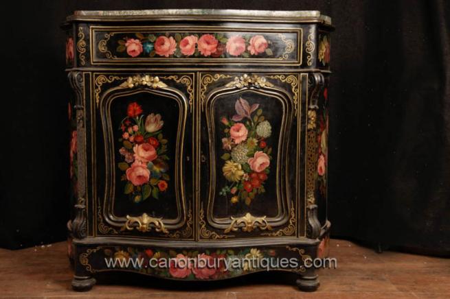 Antique French Lacquer Cabinet Commode Sideboard Circa 1880