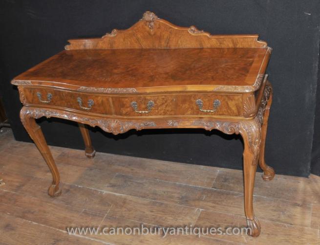 Antique Edwardian Queen Anne Serving Table Console Sideboard Server