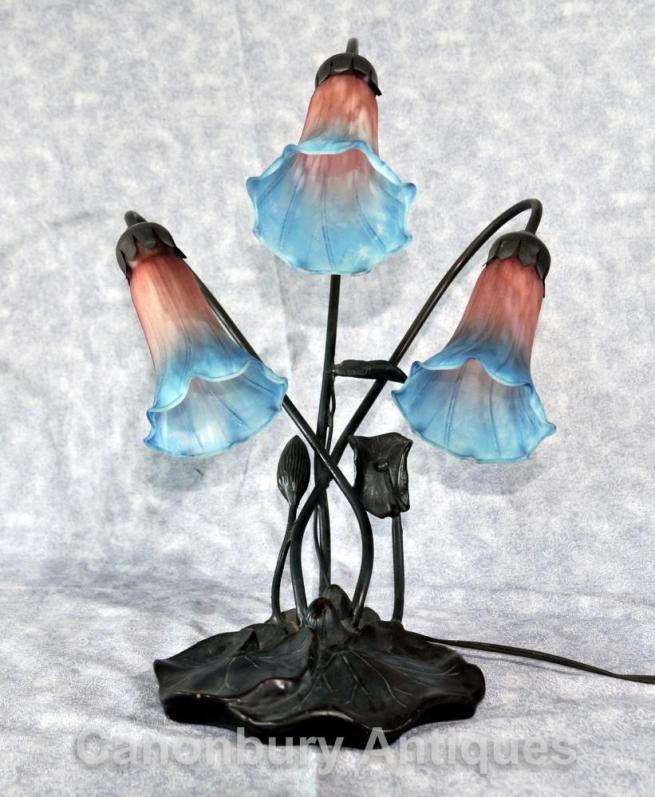 Art Nouveau Tiffany Lilly Table Lamp Light Glass Shade