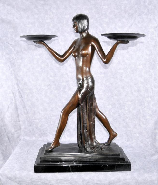 French Art Deco Biba Girl Figurine 1920s Nude Statue by Preiss