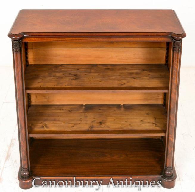Antique Victorian Open Front Bookcase in Mahogany 1860